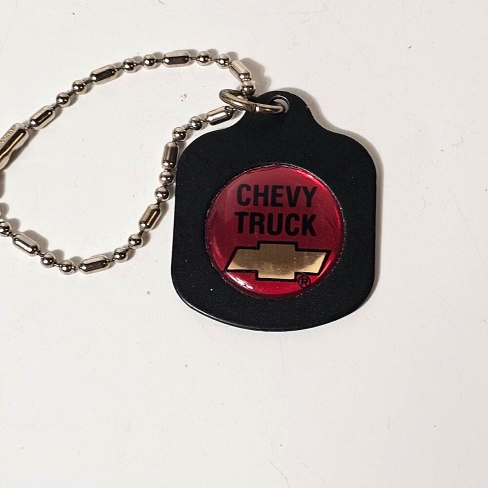 1980s Chevy Truck keychain Red Gold and Black